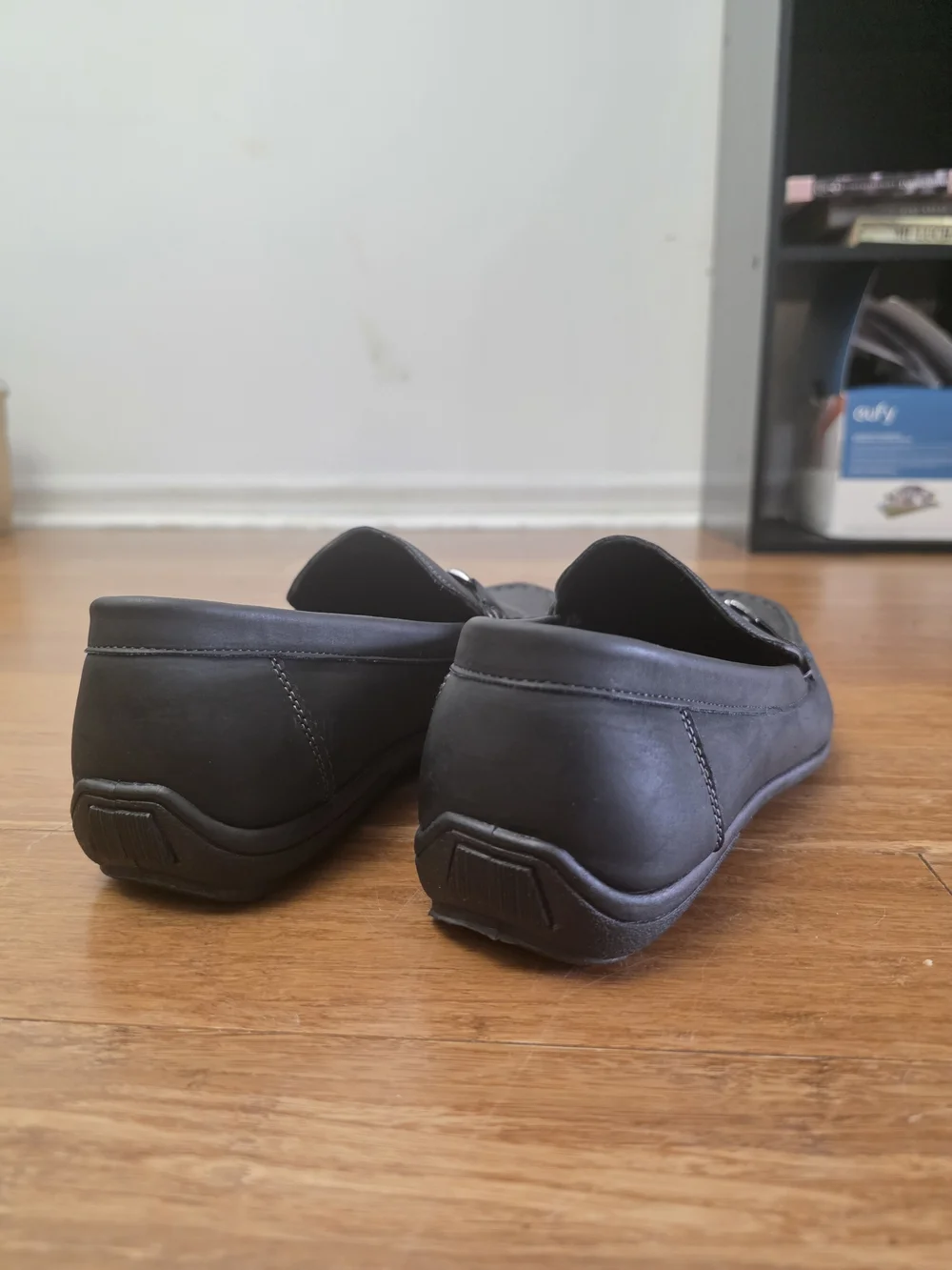 Men's Black Slip-On Driving Loafers with Metal Bit
